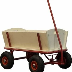 Sunny Billy Bolderkar - Beach Wagon Rood - Blank Hout - Bolderwagen Met Luchtbanden - 94x61x97cm -Stroller shop 550x593 1