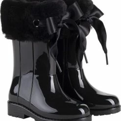 Igor - Regenlaarzen Voor Meisjes - Campera Charol Soft Hoogglans Met Strik - Zwart - Maat 32EU
