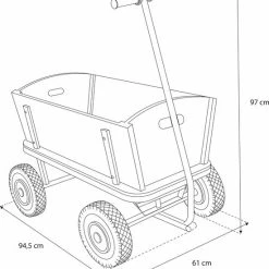 Sunny Billy Bolderkar - Beach Wagon Rood - Blank Hout - Bolderwagen Met Luchtbanden - 94x61x97cm -Stroller shop 550x604 1