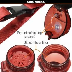 Drinkfles Herbruikbare Waterfles | 500 Ml Rood | Vaatwasserbestendig Drinkbus Bidon | King Mungo KMDF001 -Stroller shop 550x609