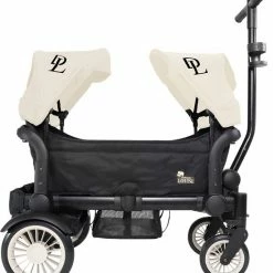 Isoproducts Gecertificeerd winkel 2 Deryan Luxe Sandy Bolderkar - Duo Buggy - Tandem Buggy - Opvouwbaar - Inklapbare Bolderwagen - Duo Kinderwagen - Cream