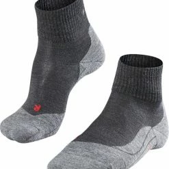 FALKE TK5 Wander Short Wandelsokken Kort Zacht Thermisch Anti-blaar Antizweet Zonder Motief Met Elastische Boord Admend Merinowol Grijs Dames Sportsokken - Maat 37-38