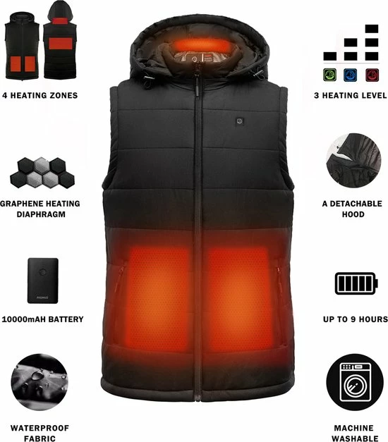 Sailwind Verwarmde Bodywarmer Heren Met Powerbank - Voor Fietsen/Motor/Ski/Kamperen/Vissen/Golf En Meer 7 Sailwind Verwarmde Bodywarmer Heren Met Powerbank - Voor Fietsen/Motor/Ski/Kamperen/Vissen/Golf En Meer - Afbeelding 5