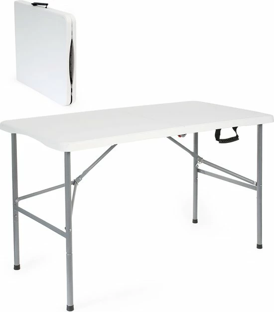 Toboli Klaptafel 120x60x74cm Campingtafel Wit; Bijzettafel, Inklapbare Tafel - Multistrobe 7 Toboli Klaptafel 120x60x74cm Campingtafel Wit; Bijzettafel, Inklapbare Tafel - Multistrobe - Afbeelding 5