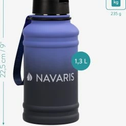 Navaris Fitness Drinkfles 1,3 Liter - Lichte Waterfles Van Roestvrij Staal Blauw - Grote Blauwe Waterfles RVS Voor Sport, Fitness, Yoga En Kamperen -Stroller shop 550x638 5