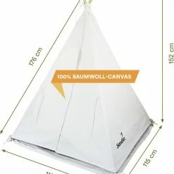 Skandika Tipi Tent Kinderen – Tipi Speeltent Voor Kinderen – Met Gewattteerde Vloermat – Kleine Raam - Katoen – Inclusief Opbergtas – 150 Cm Stahoogte – 115x115x152 Cm (LxBxH) – Kindertent Voor Kinderkamer – Binnen En Buiten – Camping, Tuin – Wit -Stroller shop 550x653 5
