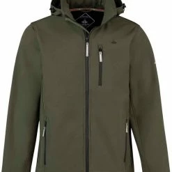 BJØRNSON DAG Softshell Jas 4 Seizoenen Heren - Winddicht - Fleece Gevoerd - Waterafstotend - Ademend - Outdoor Herenjas - Rits Zakken - Tussenjas - Maat 6XL - Olijfgroen
