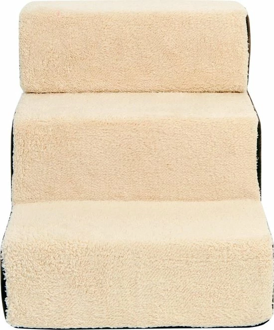 PawHut Hondentrap 3 Treden Kattentrap Huisdierentrap Huisdier Pluche Beige D06-004 16 PawHut Hondentrap 3 Treden Kattentrap Huisdierentrap Huisdier Pluche Beige D06-004 - Afbeelding 14