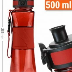 Drinkfles Herbruikbare Waterfles | 500 Ml Rood | Vaatwasserbestendig Drinkbus Bidon | King Mungo KMDF001 -Stroller shop 550x687 2