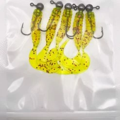 Merkloos Twister - 5 Stuks - Geel - Hengelsport - Snoek - Baars - Roofvissen -kunstaas - Softbait - 5 Centimeter