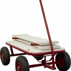 Sunny Billy Bolderkar - Beach Wagon Rood - Blank Hout - Bolderwagen Met Luchtbanden - 94x61x97cm -Stroller shop 550x690