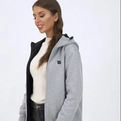 Sailwind Verwarmde Vest/ Hoodie / Trui Met Capuchon / Dames / Grijs Incl. Powerbank -Stroller shop 550x698 1