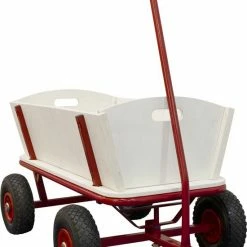 Sunny Billy Bolderkar - Beach Wagon Rood - Blank Hout - Bolderwagen Met Luchtbanden - 94x61x97cm -Stroller shop 550x717