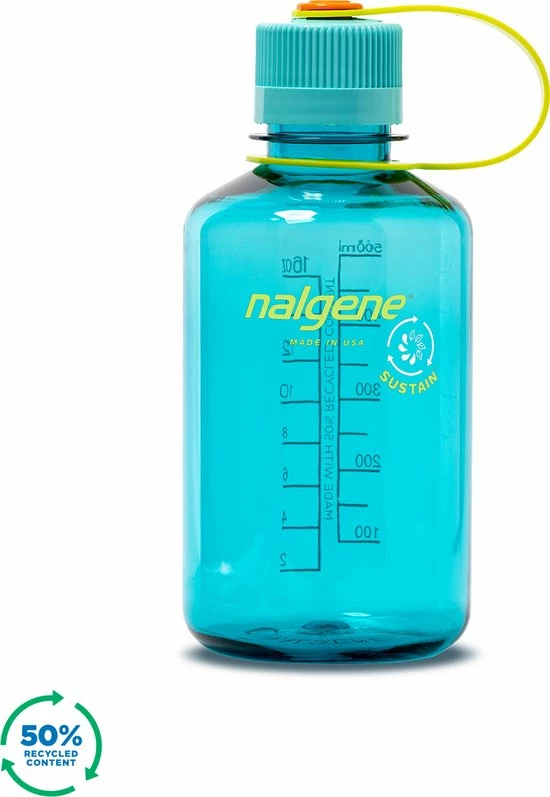 Nalgene Narrow Mouth Bottle - Drinkfles - 16oz - BPA Free - SUSTAIN - Cerulean 3 Nalgene Narrow Mouth Bottle - Drinkfles - 16oz - BPA Free - SUSTAIN - Cerulean